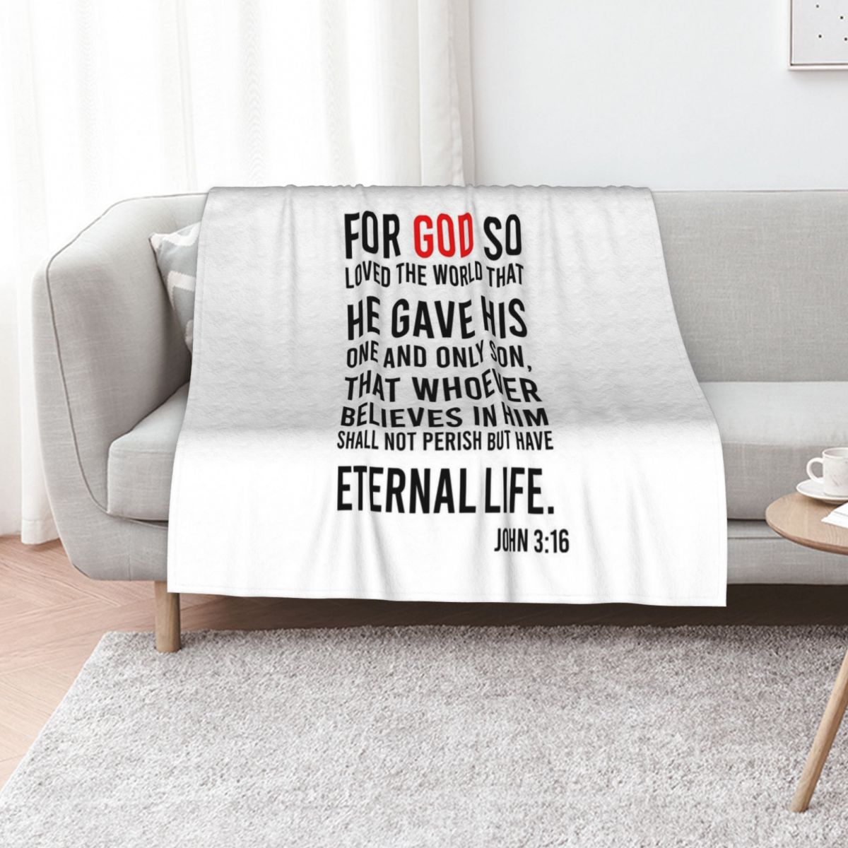 3D Printing Verse - Selimut dengan Kutipan Alkitab John 3:16,