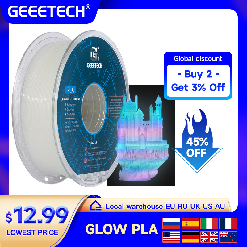 3D Printing Warehouse - GEEETECH Glow PLA 1.75mm 1kg Menyala