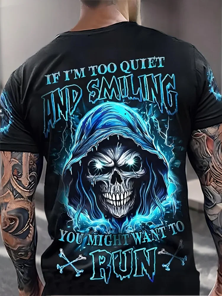 Kaos Pria dengan Motif Tengkor - 3D Printing Quotes ulasan dan harga