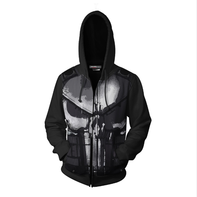 Hoodie Zip-up Punisher Cetak 3 - 3D Printing Kit ulasan dan harga
