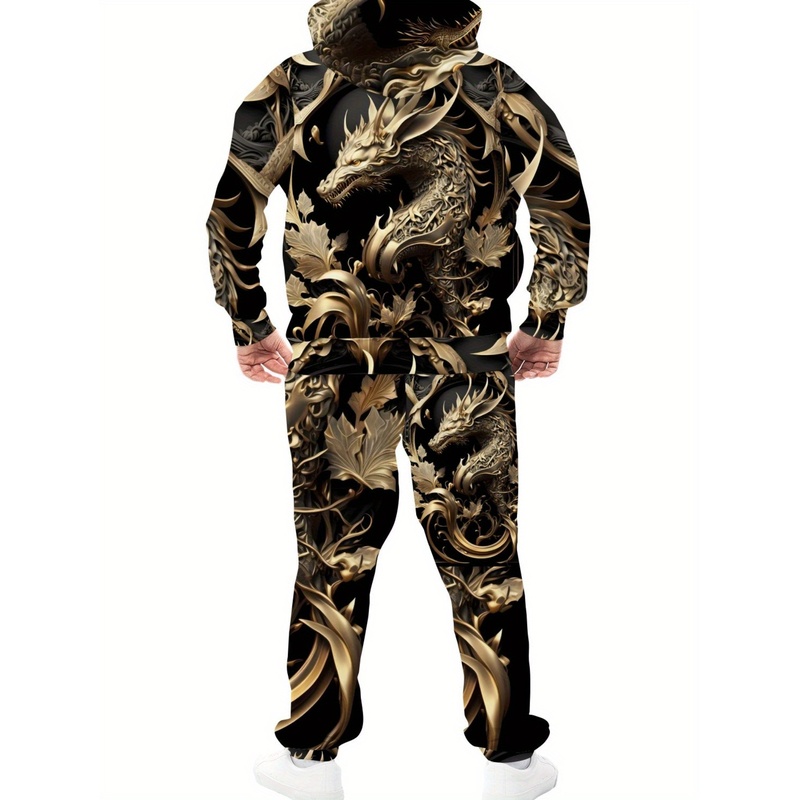 Setelan Hoodie dan Celana Olah - 3D Printing Dragon ulasan dan harga