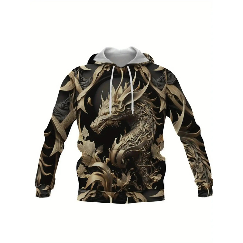 Setelan Hoodie dan Celana Olah - 3D Printing Dragon ulasan dan harga